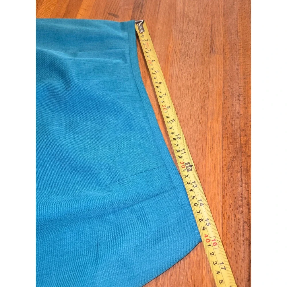 Adolfo Suits‎ Women 14 2 Pc Teal Blue Short Sleeve Blazer Pencil Skirt Suit Set